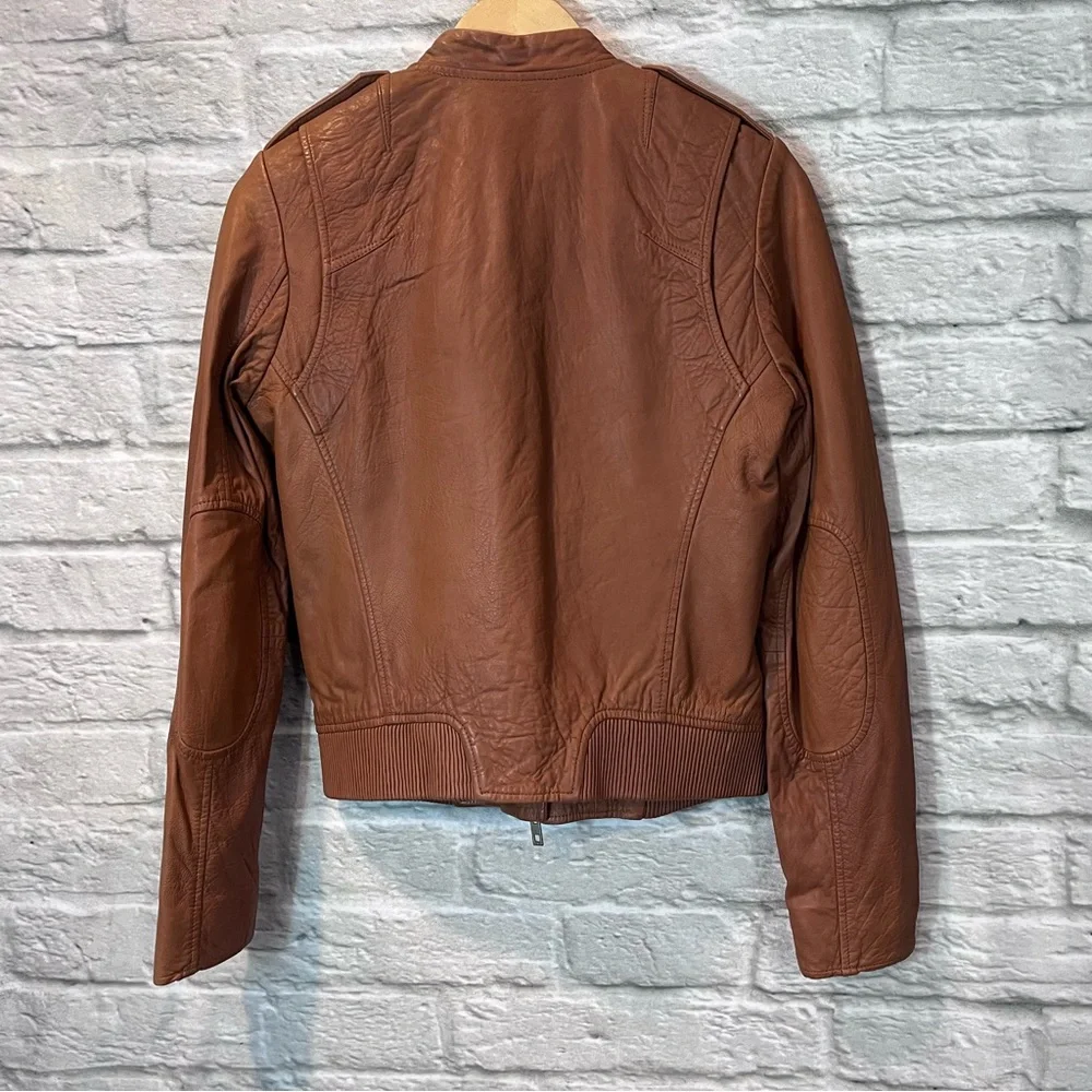 Rag & Bone Size 4 - Lyon Moto Lamb Leather Jacket - Camel MSRP $1,295 - Picture 5 of 16